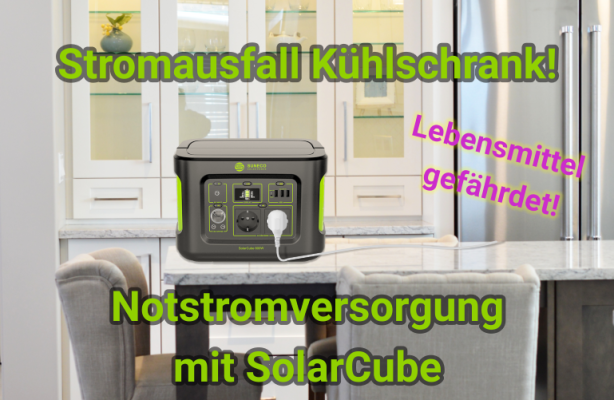 Notstromaggregat für Kühlschrank und Gefrierschrank: SolarCube 1000W Powerstation mit passthrough Funktion - Notstromaggregat für Kühlschrank und Gefrierschrank