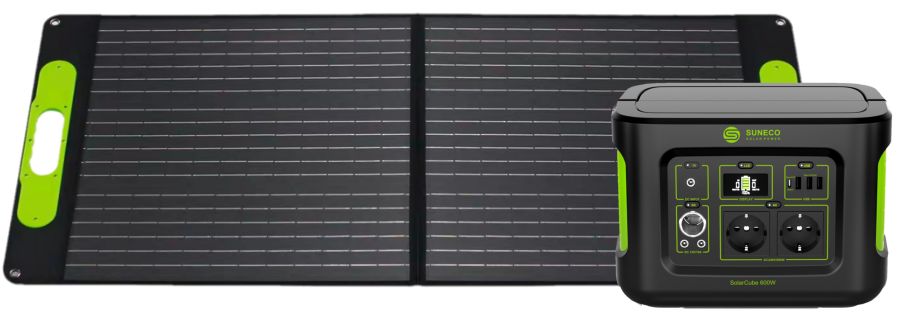 Balkonkraftwerk mit Speicher | 600 Watt SolarCube + 100 Watt Solarpanel